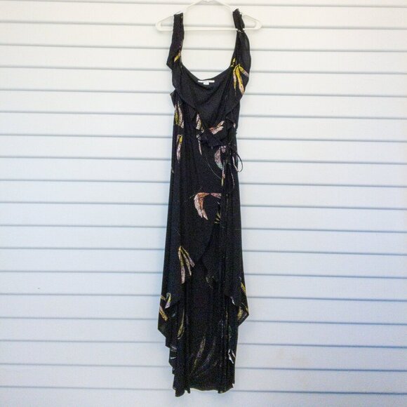 O'Neill Black Tropical Ruffle Wrap Maxi Dress – Size Small Resort Style - Picture 1 of 4